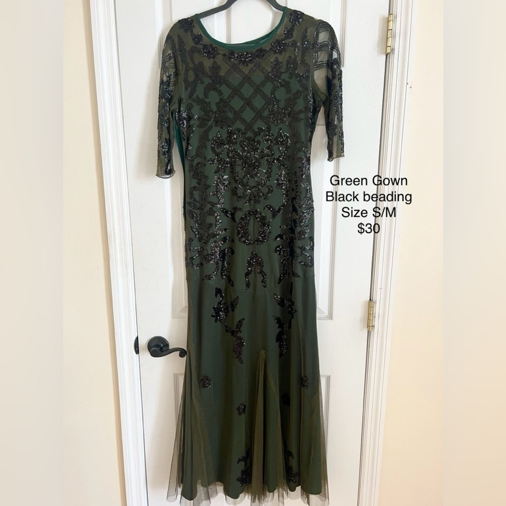 Gown: Olive/ Hunter Green with black beading